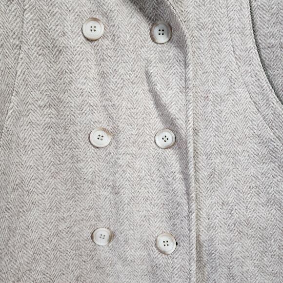 Vintage Alorna Wool Herringbone Coat Classic Double Breasted Overcoat Old Money - Picture 8 of 14